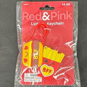 Red & Pink light up keychain 2 pack BFF Light-Up Keychain burger fries ages 3+